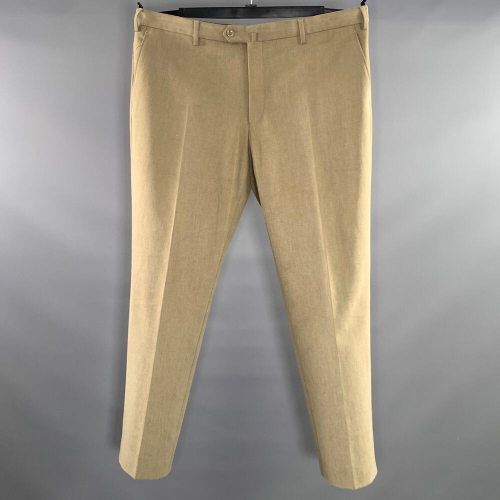 LORO PIANA Size 42 Tan Khaki Solid Cotton Flat Front Casual Pants